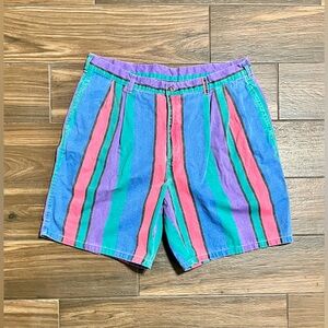 Flyers Colorful Striped Shorts Adult Size 38 Vintage